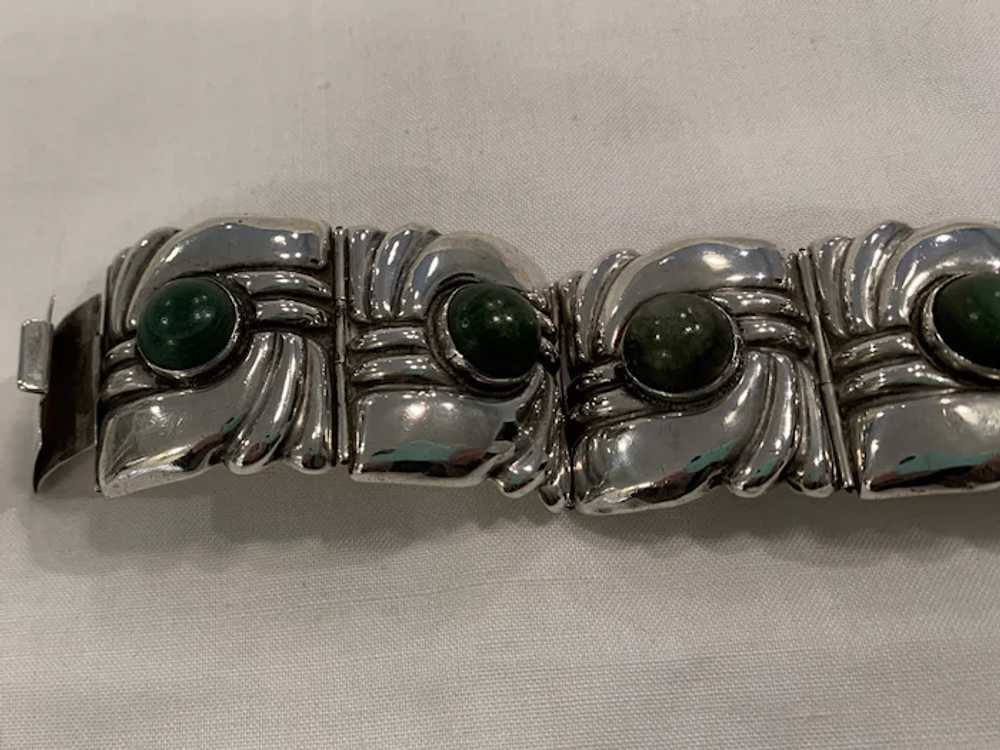 Spectacular Sterling Silver Green Onyx Bracelet -… - image 2