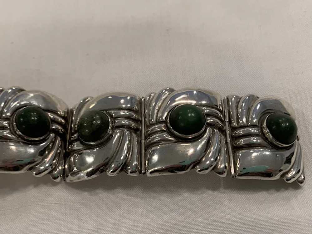 Spectacular Sterling Silver Green Onyx Bracelet -… - image 3