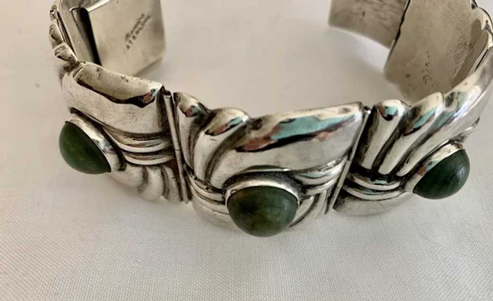 Spectacular Sterling Silver Green Onyx Bracelet -… - image 5