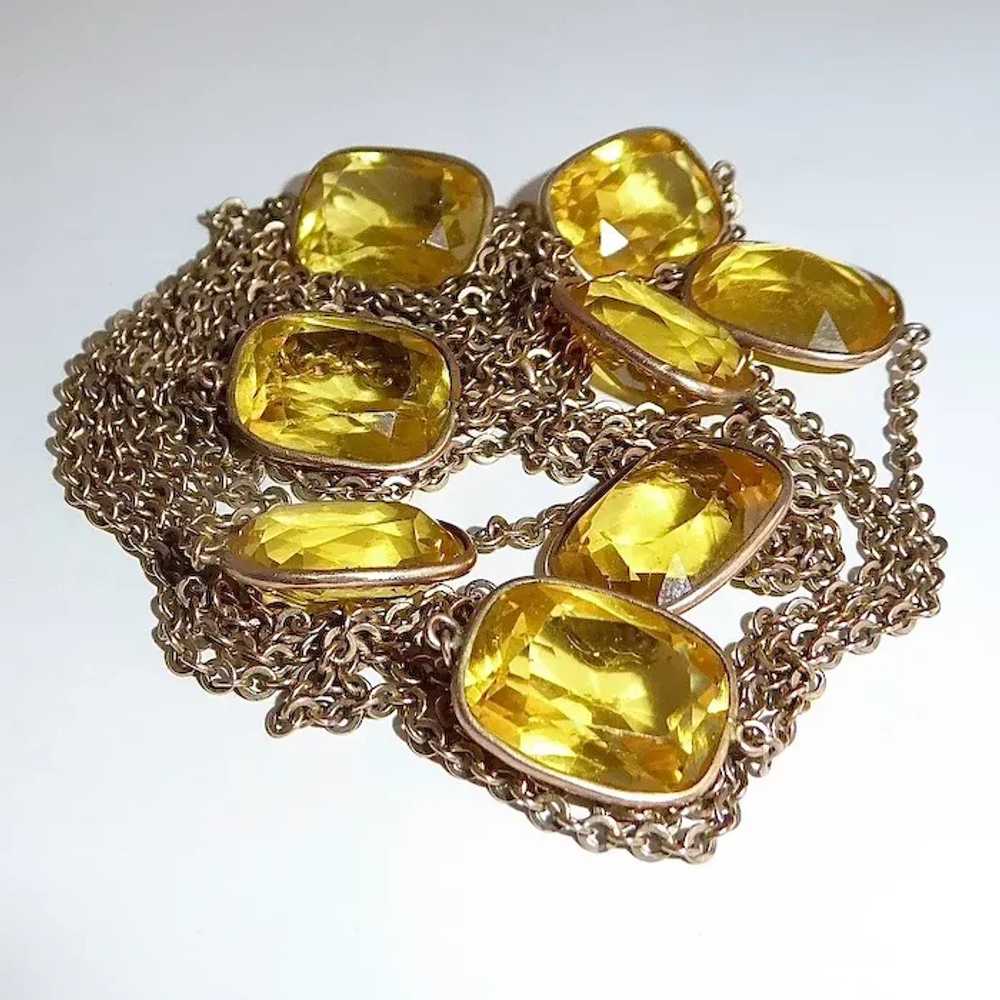Edwardian Gold Filled Long Chain Necklace w Citri… - image 10