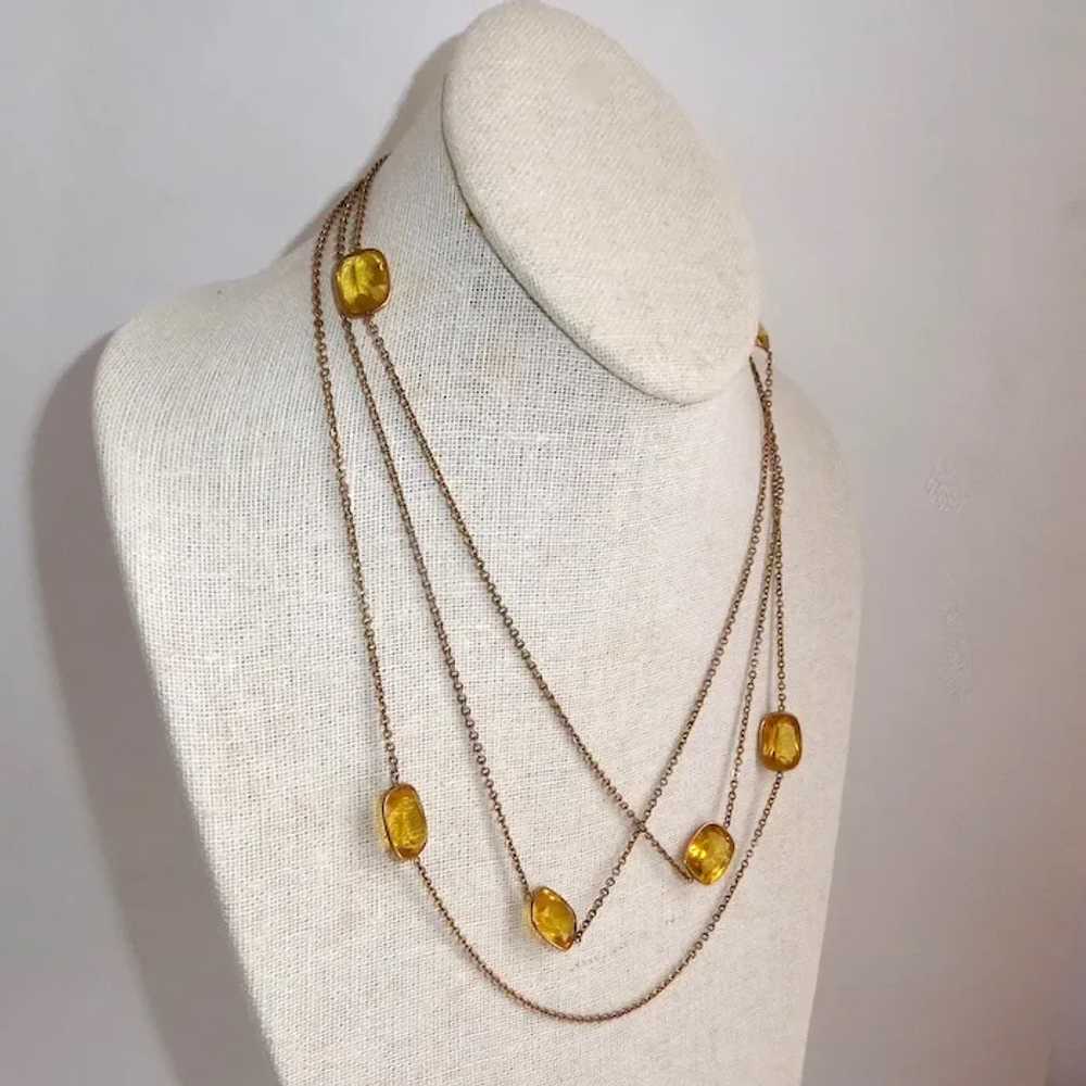 Edwardian Gold Filled Long Chain Necklace w Citri… - image 11