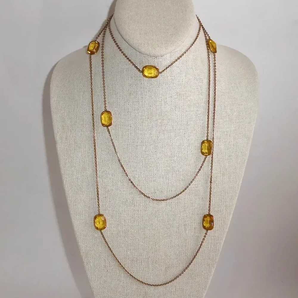Edwardian Gold Filled Long Chain Necklace w Citri… - image 3