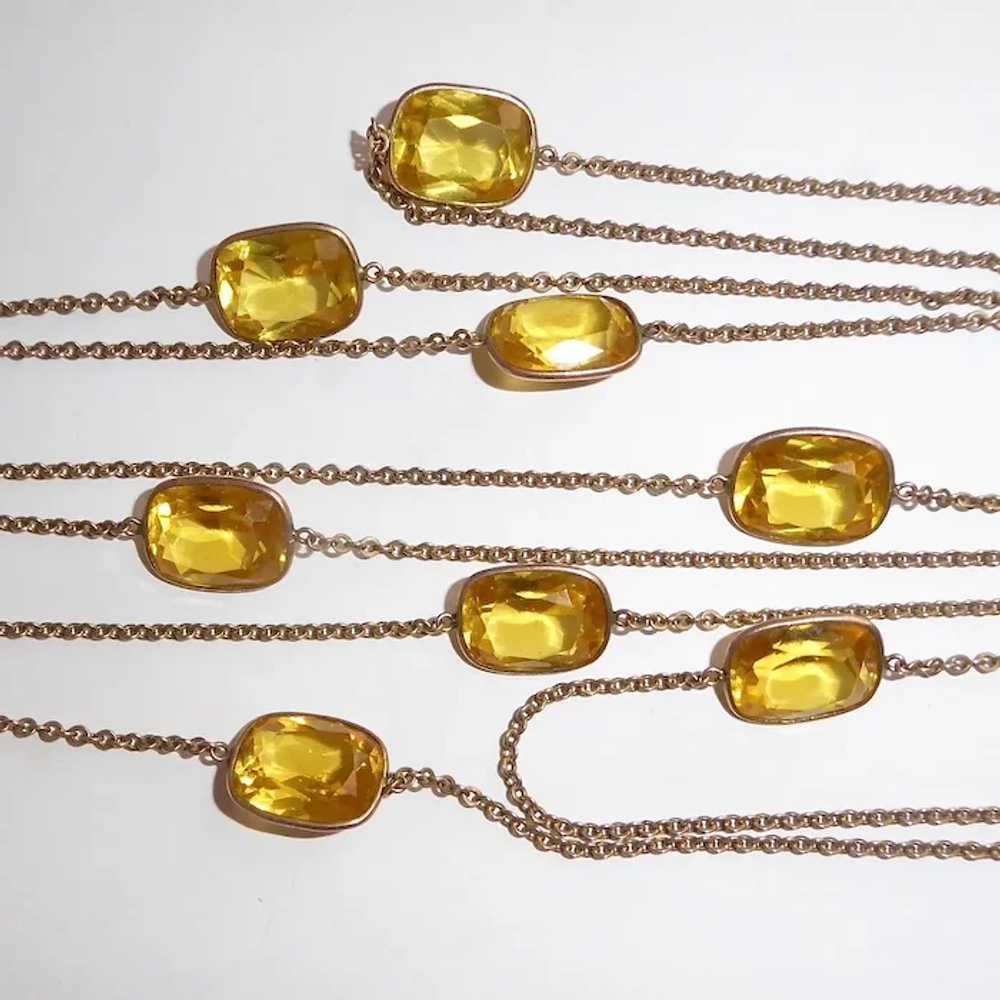 Edwardian Gold Filled Long Chain Necklace w Citri… - image 4