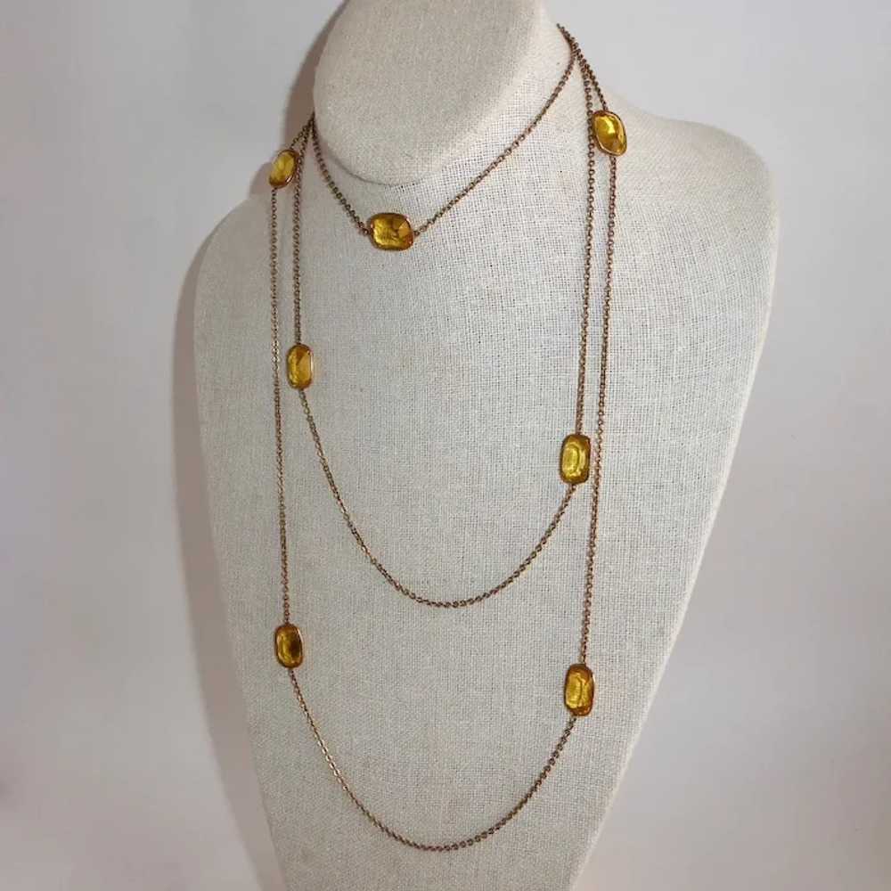 Edwardian Gold Filled Long Chain Necklace w Citri… - image 8