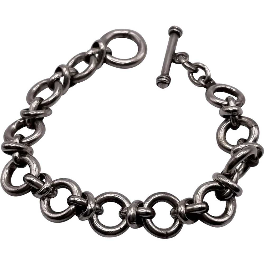 Vintage Super Chunky Sterling Silver Men’s 9” Rou… - image 1