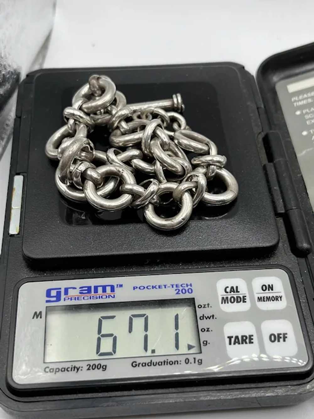 Vintage Super Chunky Sterling Silver Men’s 9” Rou… - image 8