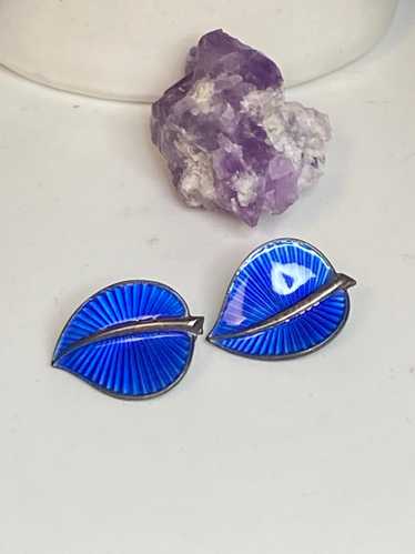 Vivid electric blue earrings by Albert Scharning … - image 1
