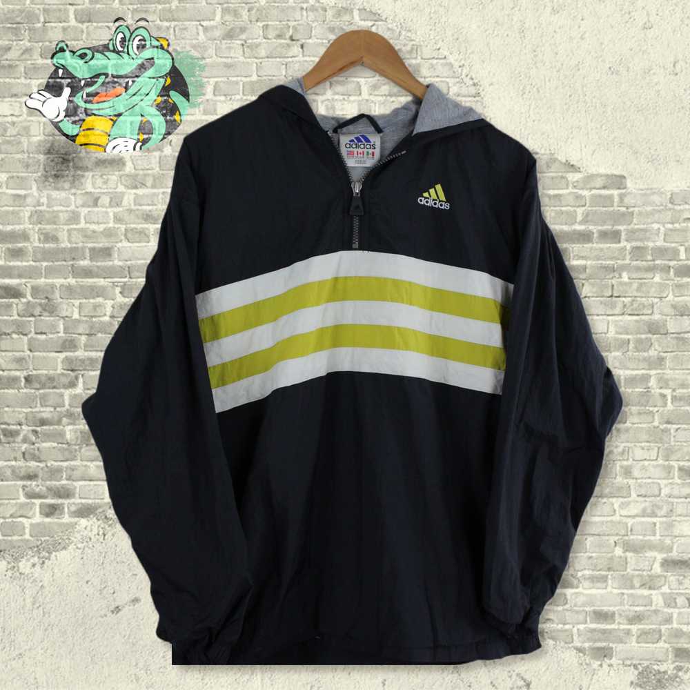 Vintage 1980s Adidas Centre Stripes White & Yello… - image 1