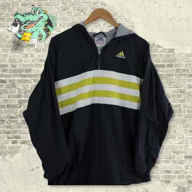 Vintage 1980s Adidas Centre Stripes White & Yello… - image 1