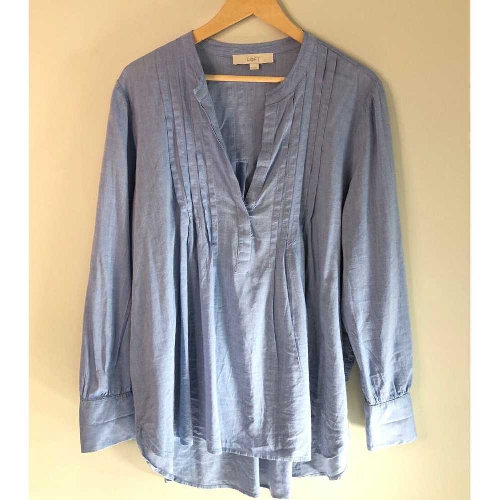 Loft Ann Taylor Loft Womens Tunic Blouse XL Blue … - image 1