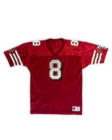 Vintage 90's (1995) Original San Francisco 49ers #8 Steve Young Maroon & White Classic Football Starter Jersey (Size 52)