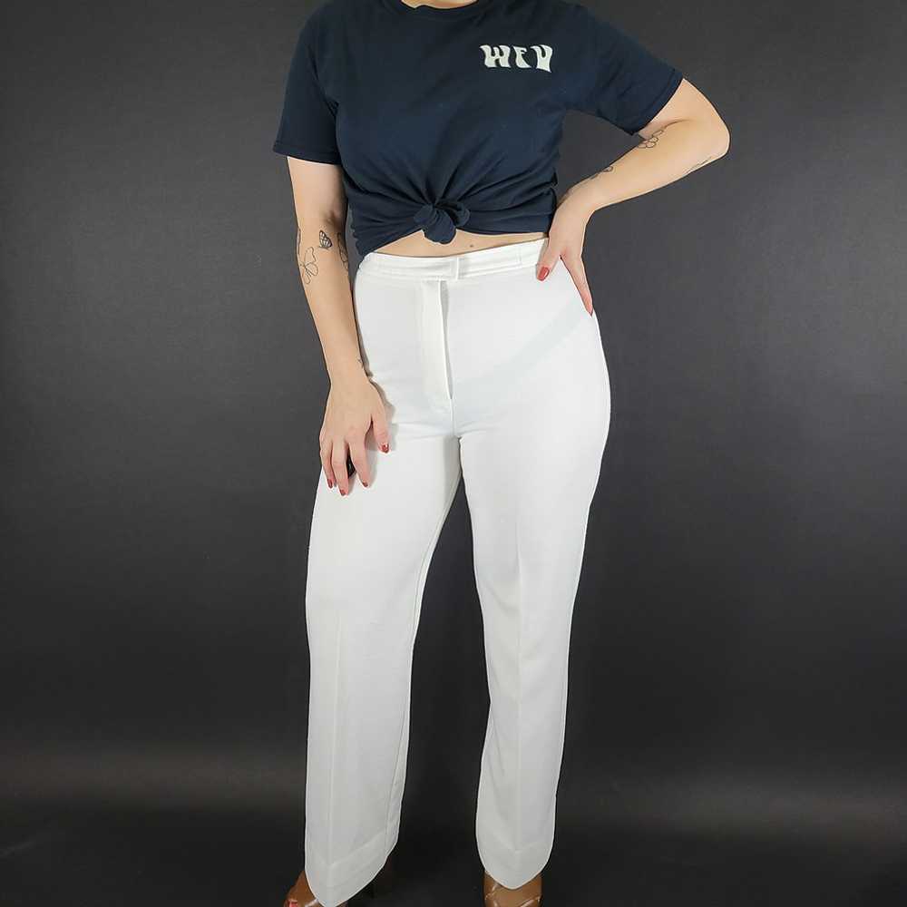 70s White High Rise Double Knit Pants - image 1
