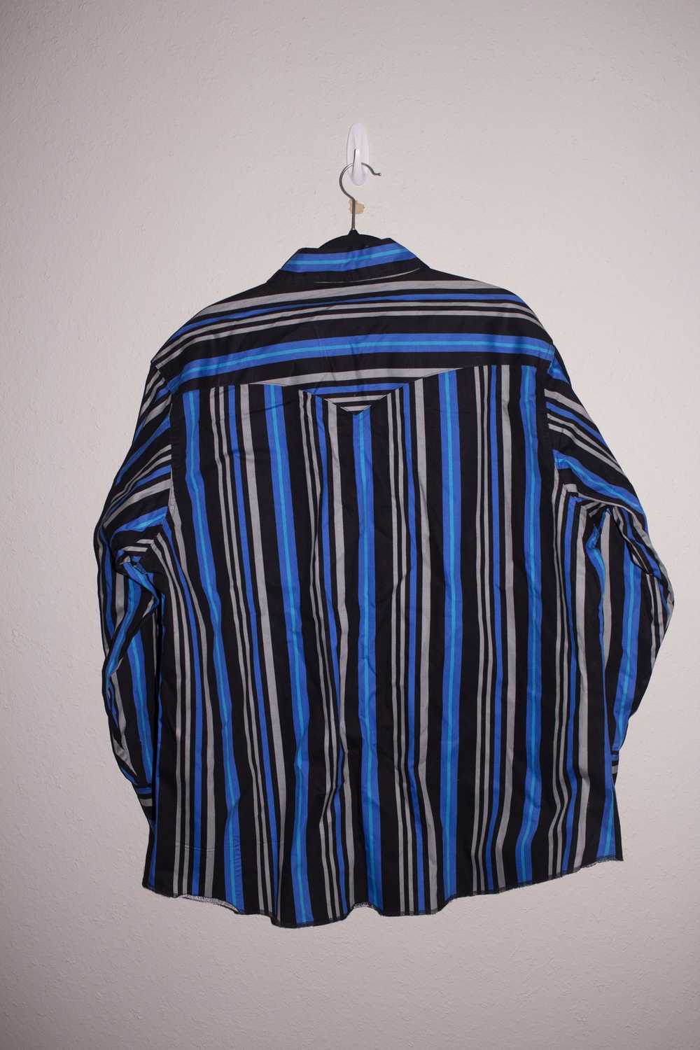 Vintage × Wrangler 90s Wrangler Blue Striped Butt… - image 2