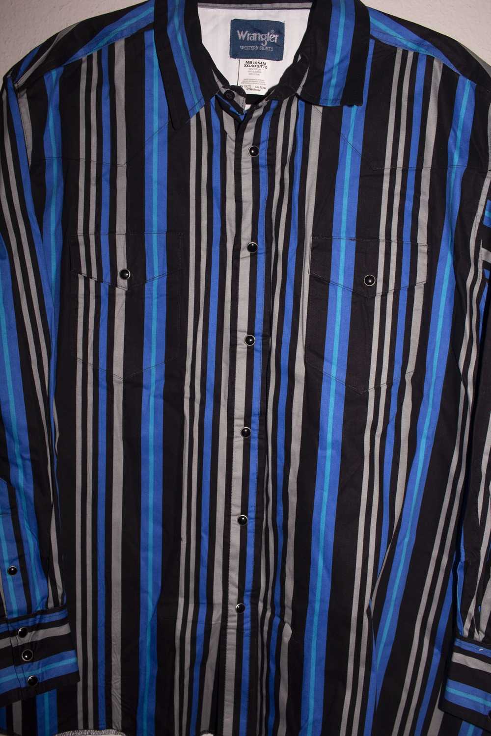 Vintage × Wrangler 90s Wrangler Blue Striped Butt… - image 3