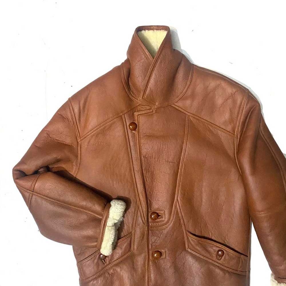 Vintage Tan leather shearling coat, finest qualit… - image 2