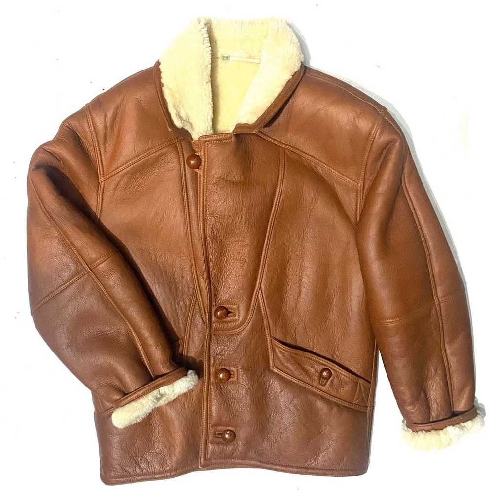 Vintage Tan leather shearling coat, finest qualit… - image 3