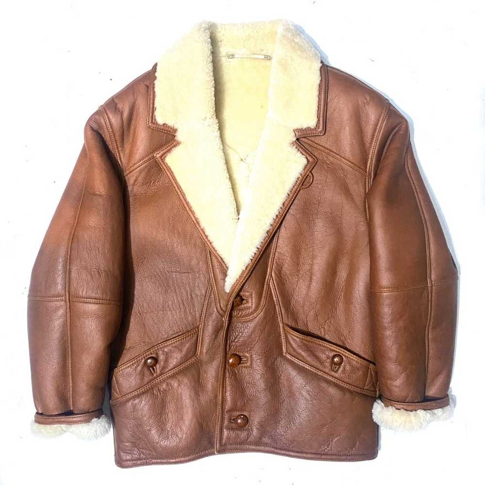 Vintage Tan leather shearling coat, finest qualit… - image 4