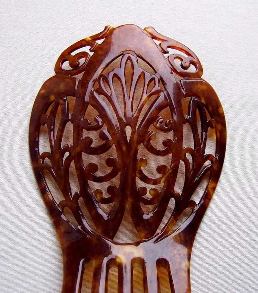 Late Victorian hair comb faux shell scroll design… - image 3