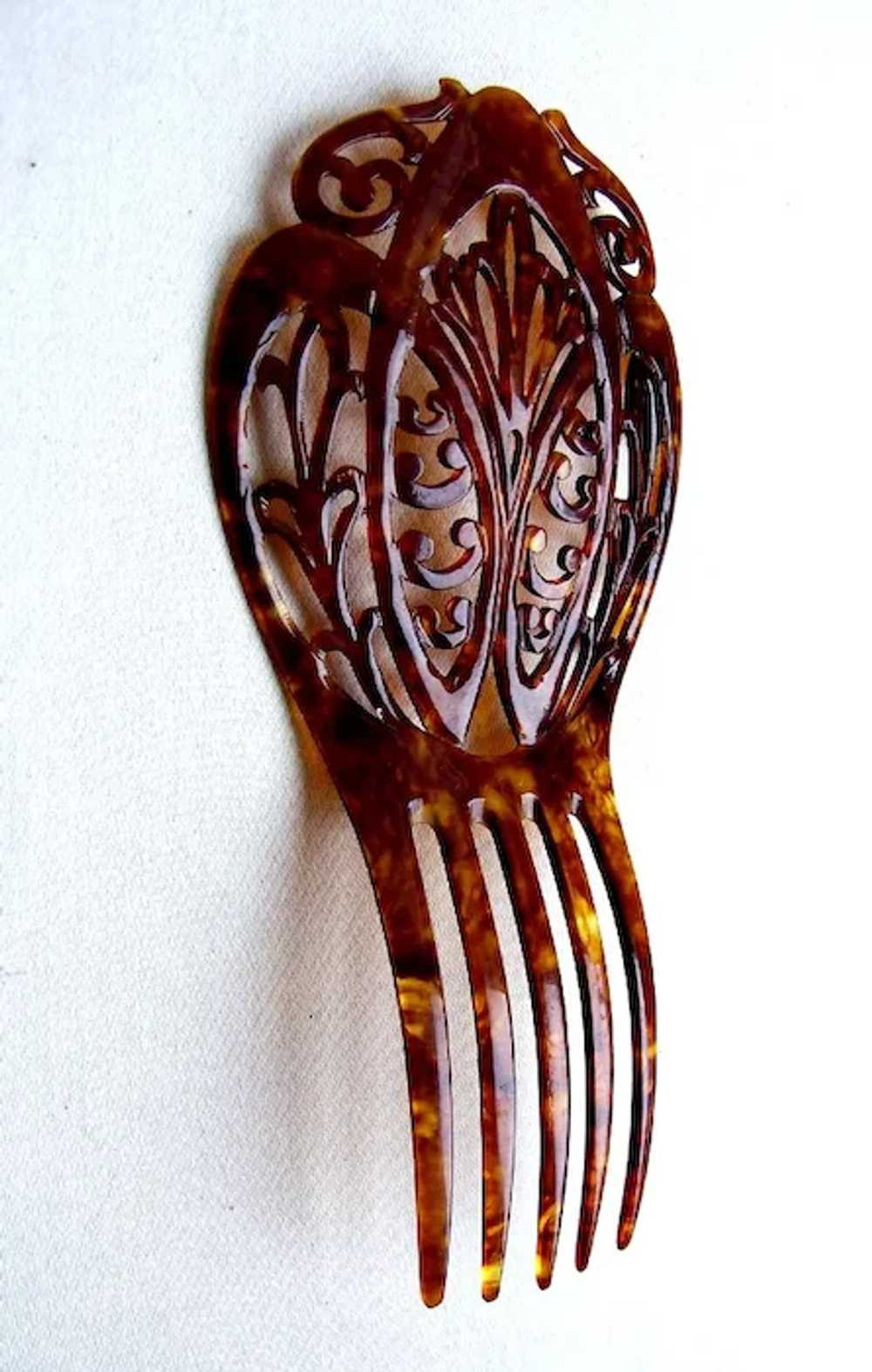 Late Victorian hair comb faux shell scroll design… - image 6
