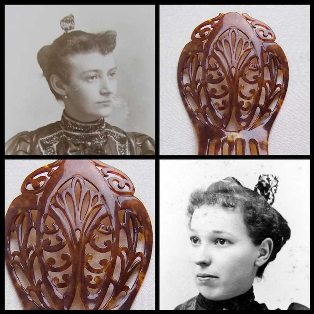 Late Victorian hair comb faux shell scroll design… - image 9