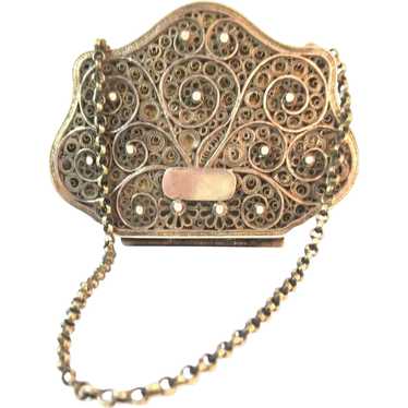 Antique Coin Purse Fine Ornate Filigree Work on B… - image 1