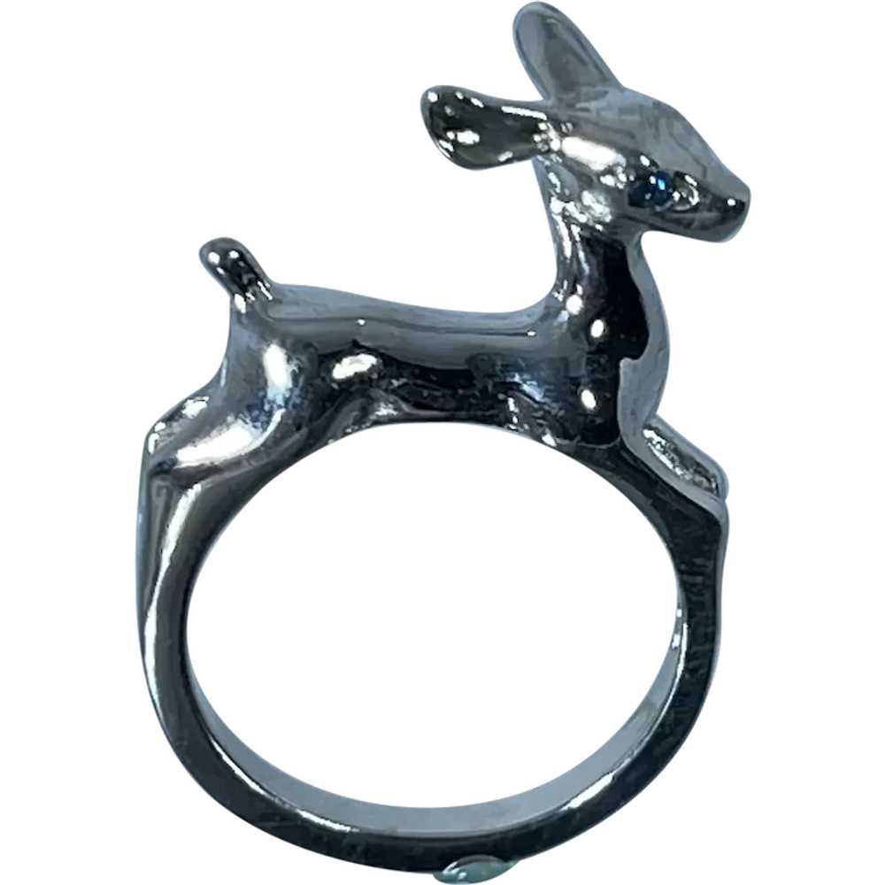 14k Blue Diamonds Deer  Ring, free resize - image 1