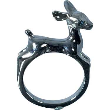 14k Blue Diamonds Deer  Ring, free resize - image 1