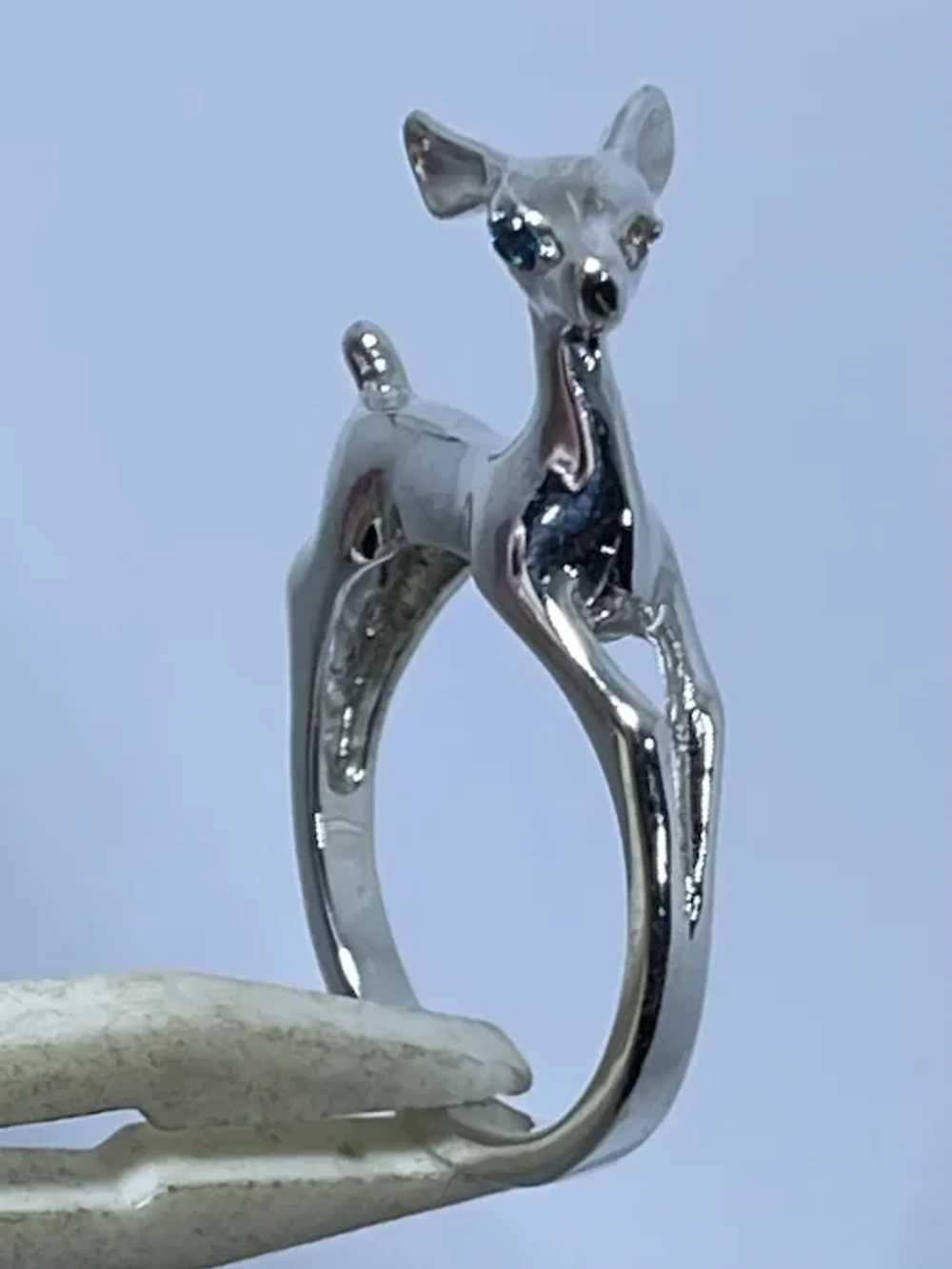 14k Blue Diamonds Deer  Ring, free resize - image 3