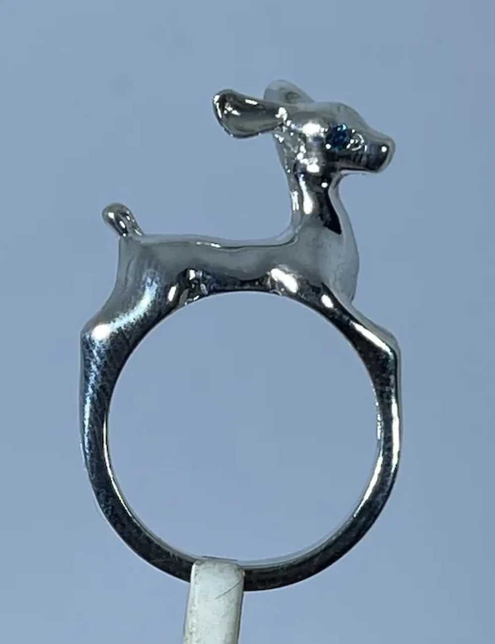 14k Blue Diamonds Deer  Ring, free resize - image 7