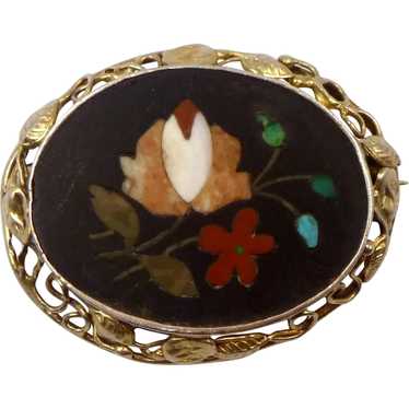 Antique Pietra Dura Brooch