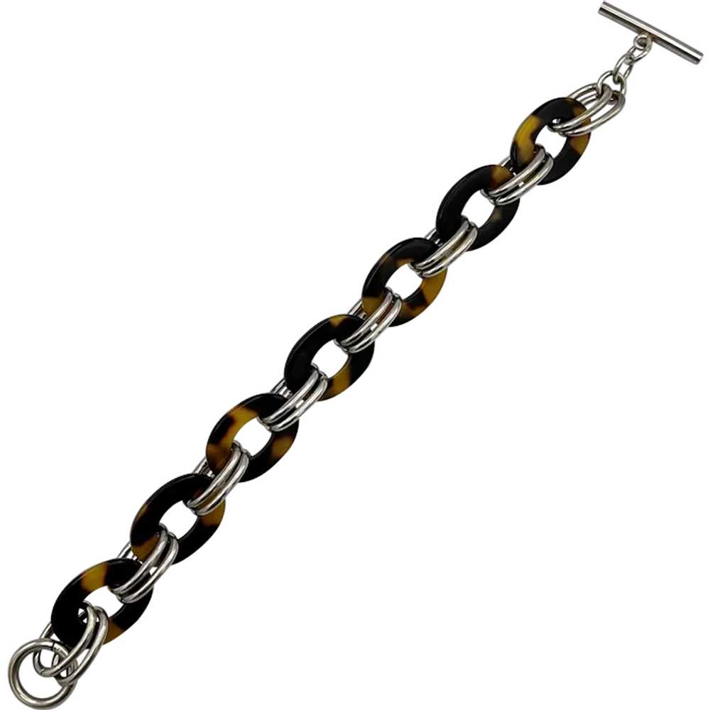 Tortoiseshell Link Bracelet, Sterling Silver - image 1