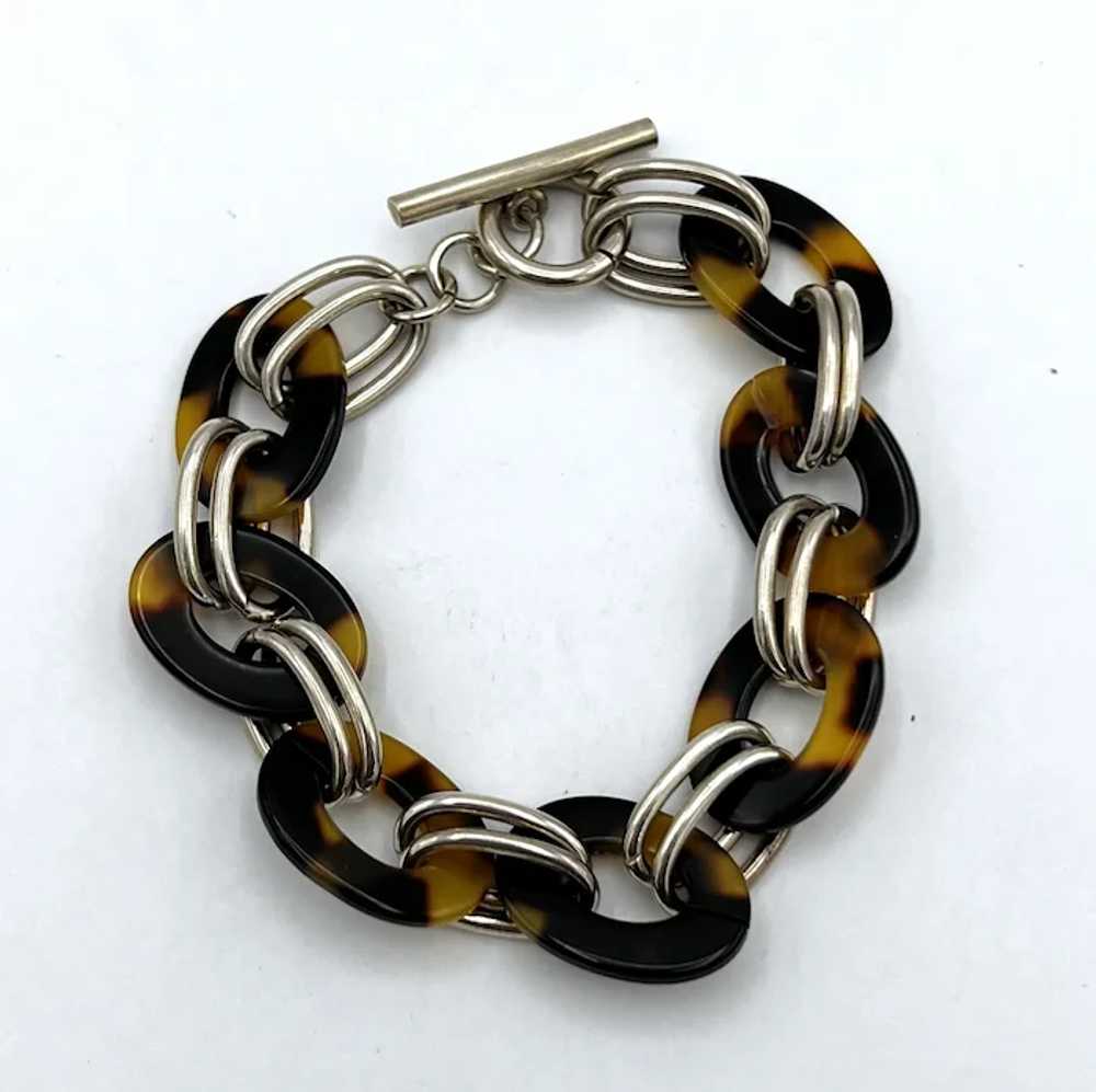 Tortoiseshell Link Bracelet, Sterling Silver - image 2