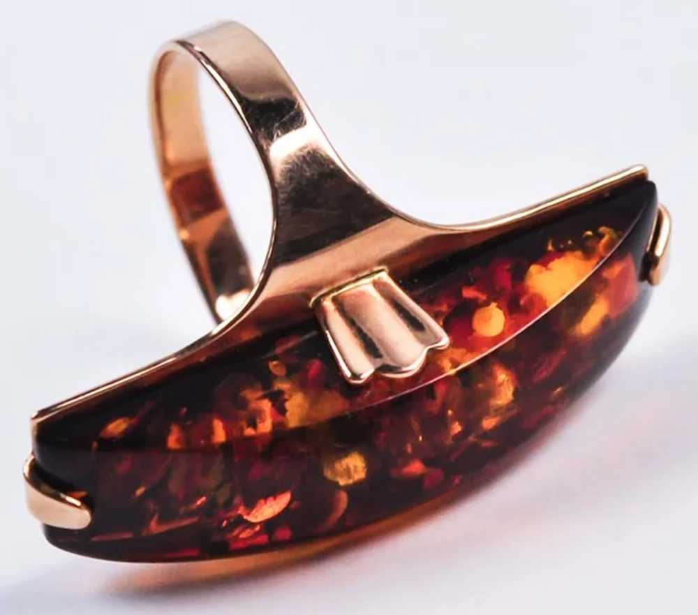 14k Rose Gold Baltic Amber Ring - image 2