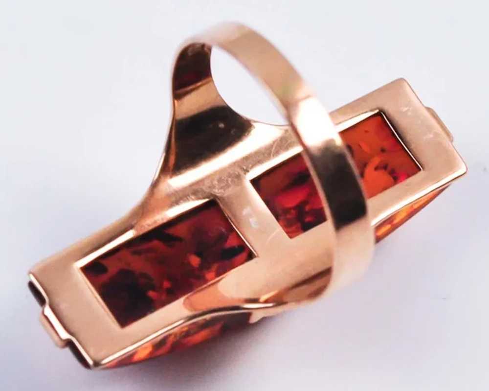 14k Rose Gold Baltic Amber Ring - image 3