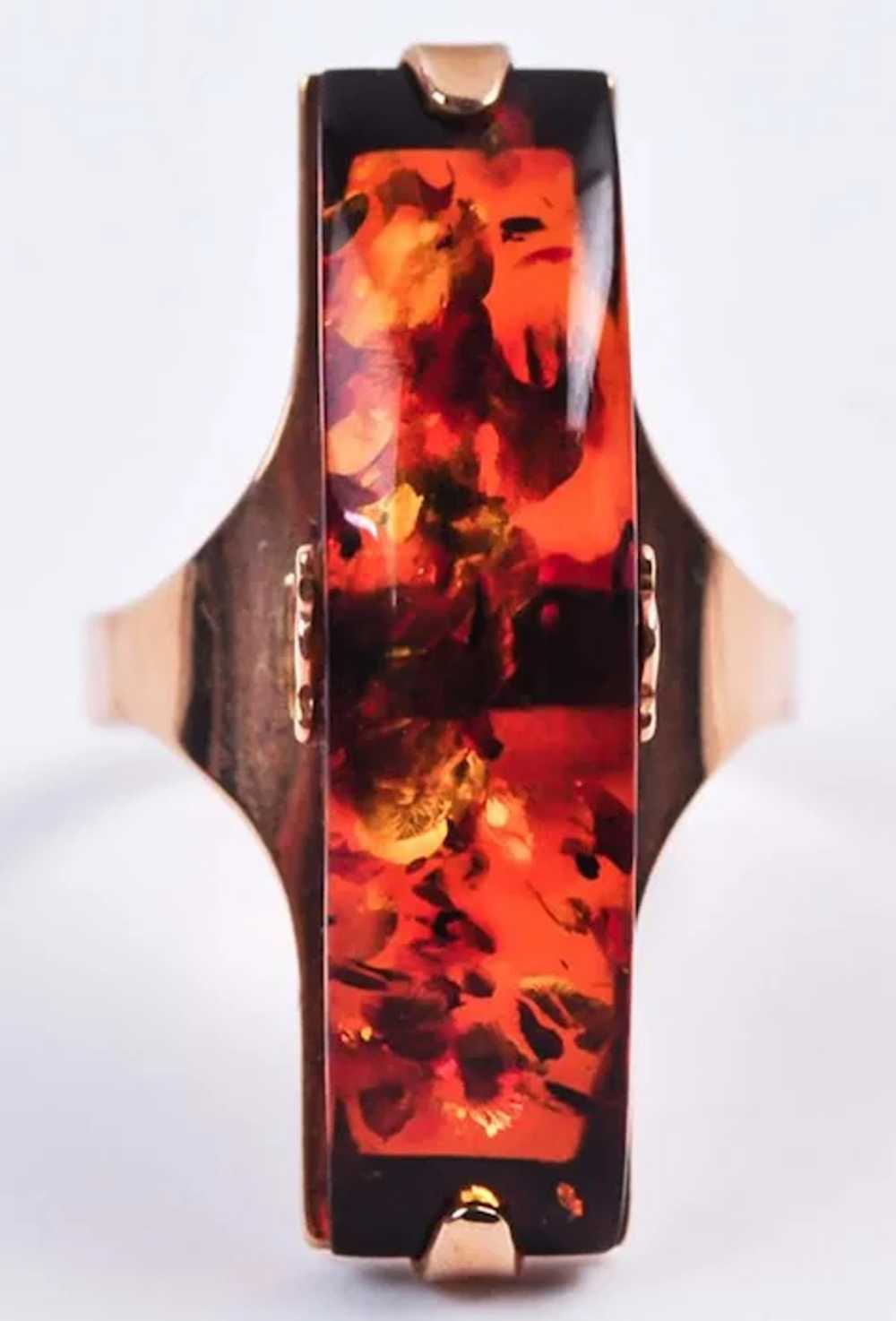 14k Rose Gold Baltic Amber Ring - image 4