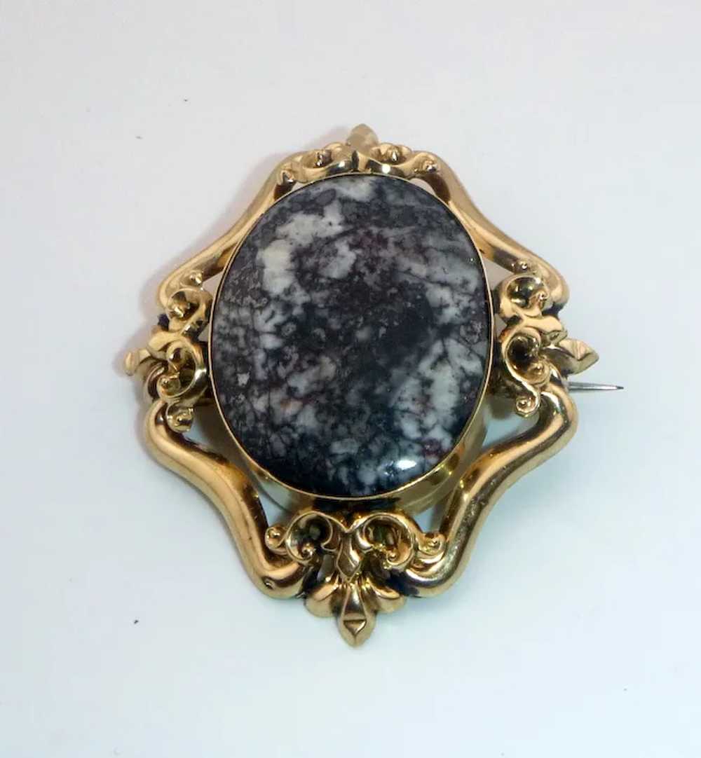 Unusual Antique Scottish Mourning Brooch Set With… - image 3