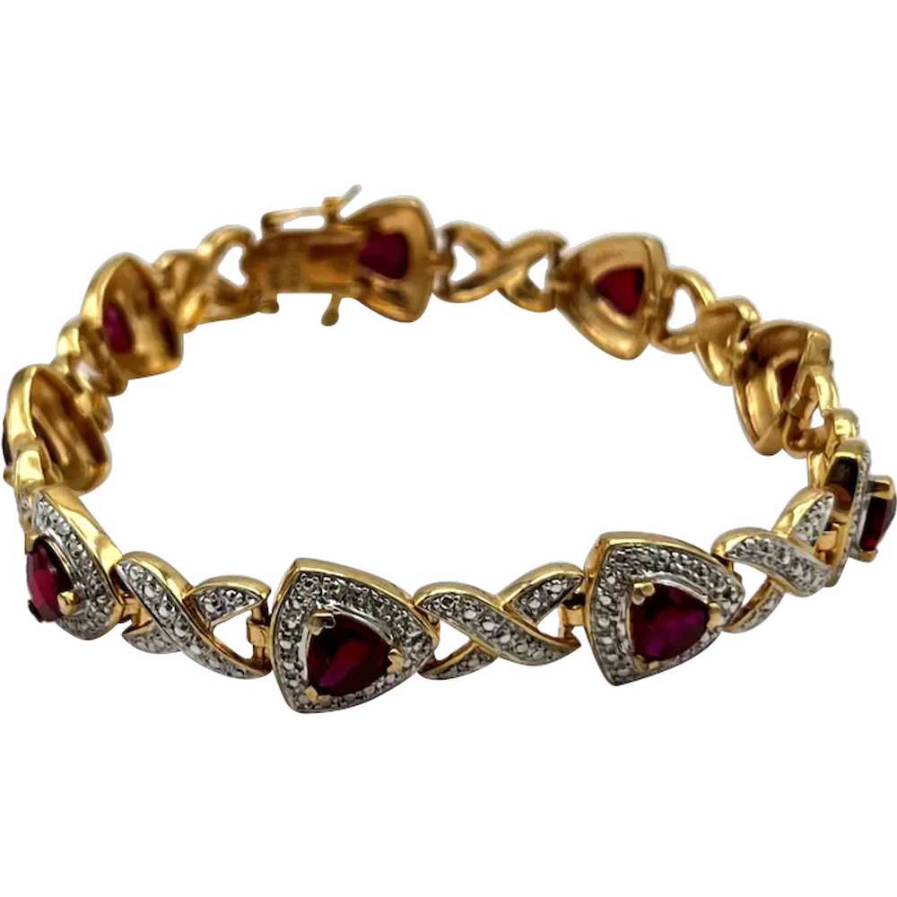 Vermeil X's & O's Cubic Zirconia Bracelet, Sterli… - image 1