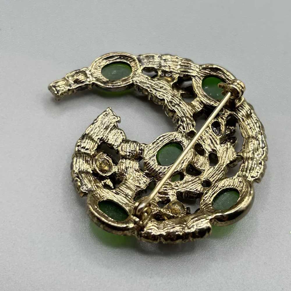 Retro Vintage Style Brooch Leaf Swirl Autumn Gree… - image 4