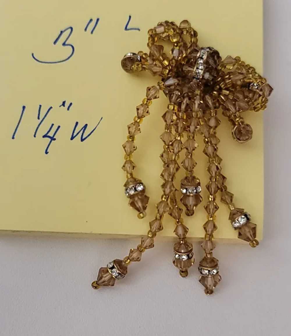 Lois Ann Champagne Rhinestone Crystal Bow Dangle … - image 11