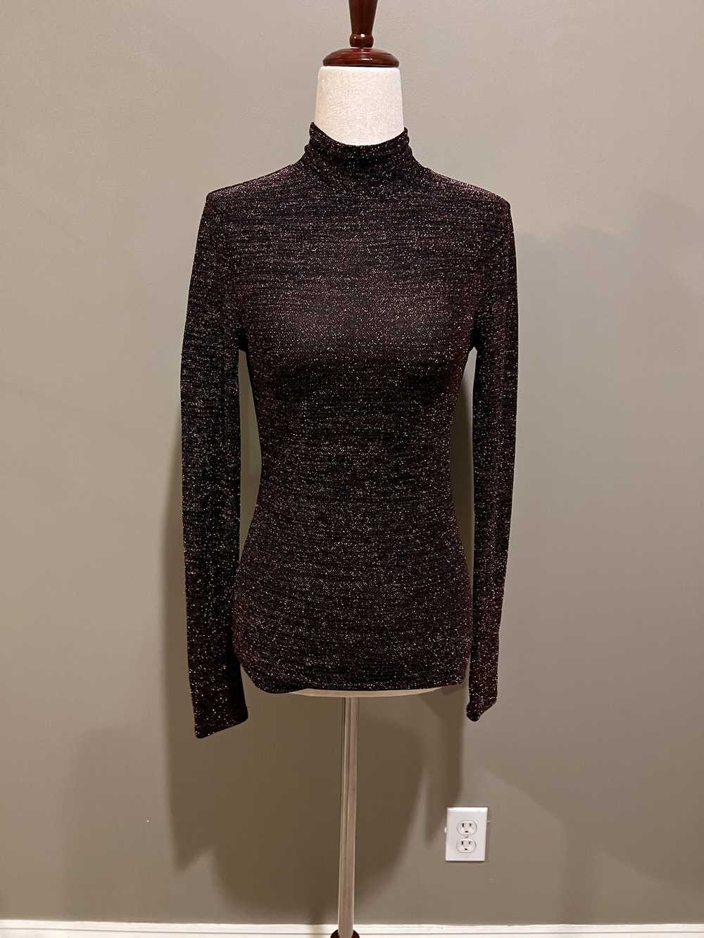 Bcbg Maxazria Black & red glitter mock turtleneck - image 1