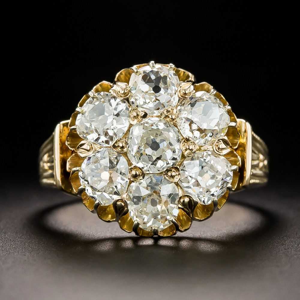 Victorian 2.60 Carat Total Diamond Cluster Ring - image 1