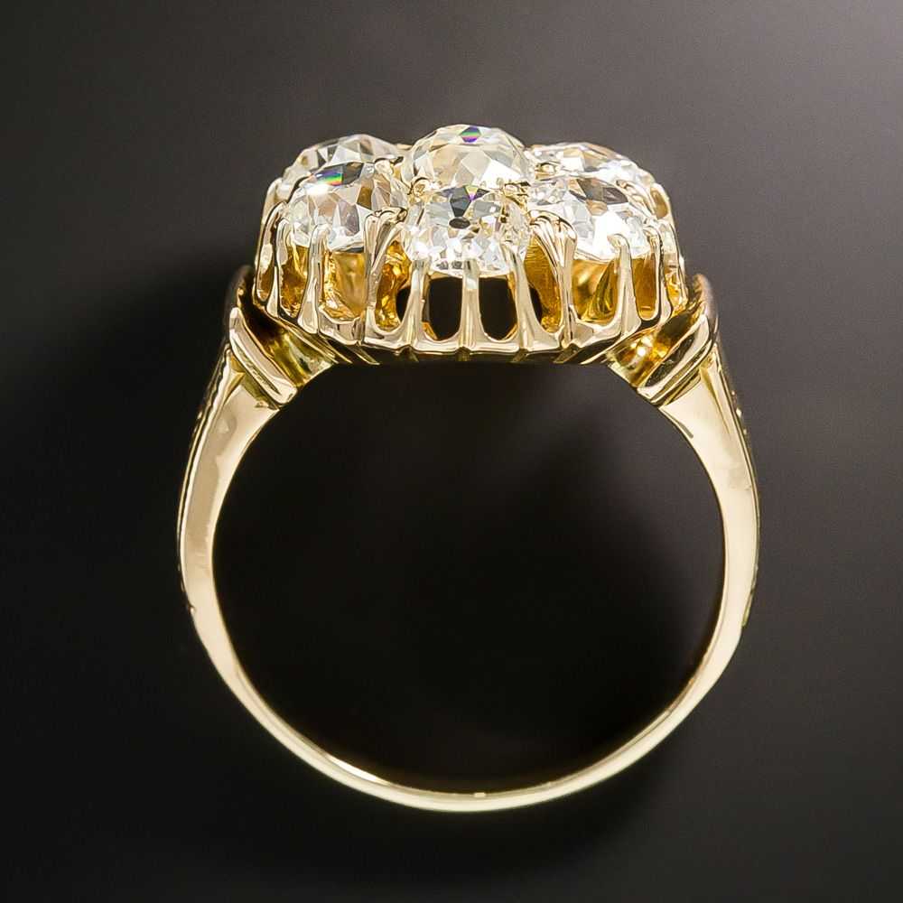 Victorian 2.60 Carat Total Diamond Cluster Ring - image 3