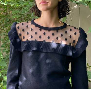 Vintage 1980s Sonia Rykiel Lace and Wool Sweater - image 1