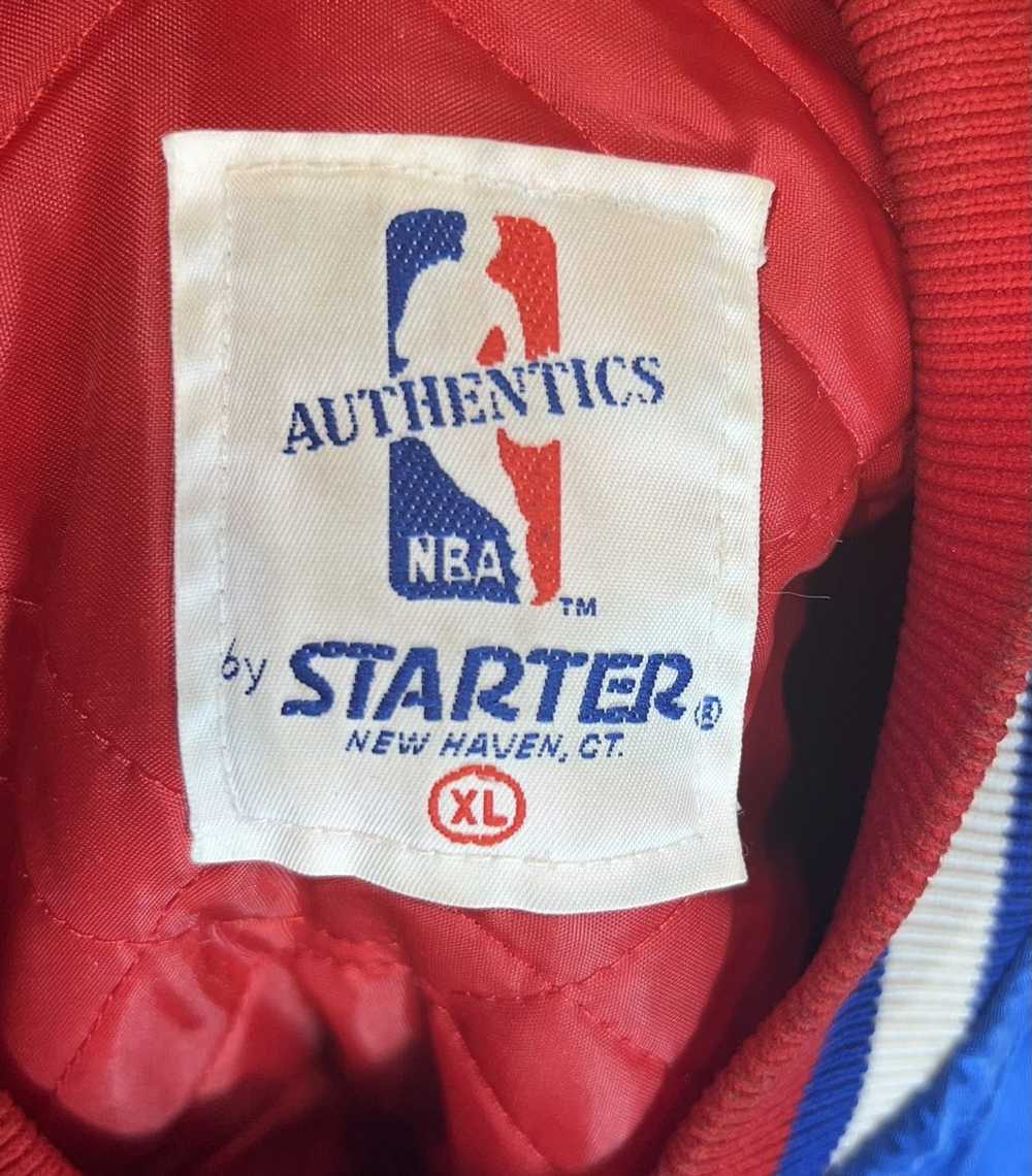 Starter Detroit Pistons satin jacket rare blue ra… - image 3
