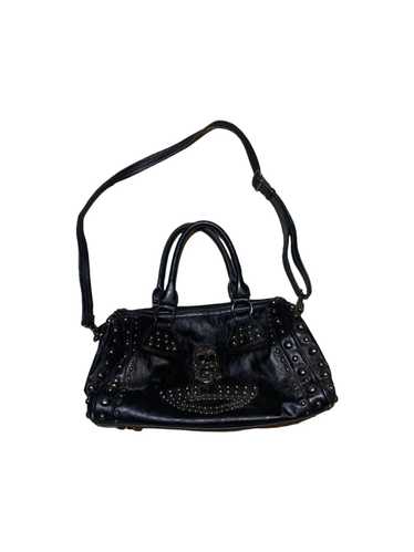 Streetwear Vintage Studded Skull Black Leather Pur