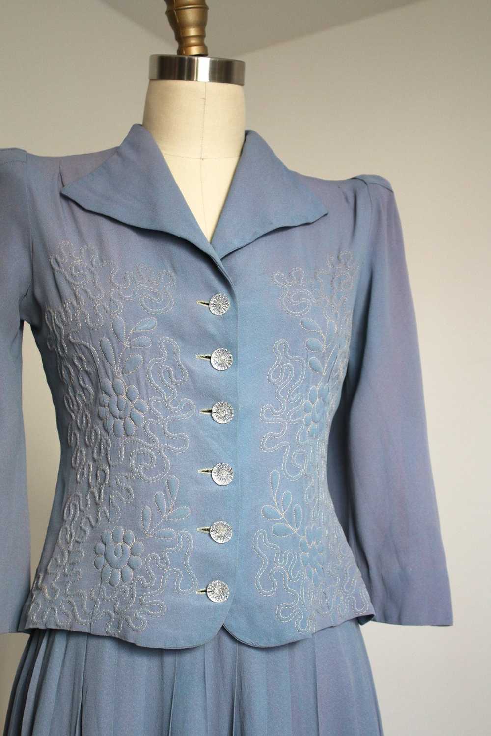 vintage 1930s blue rayon dress set {s} - image 3