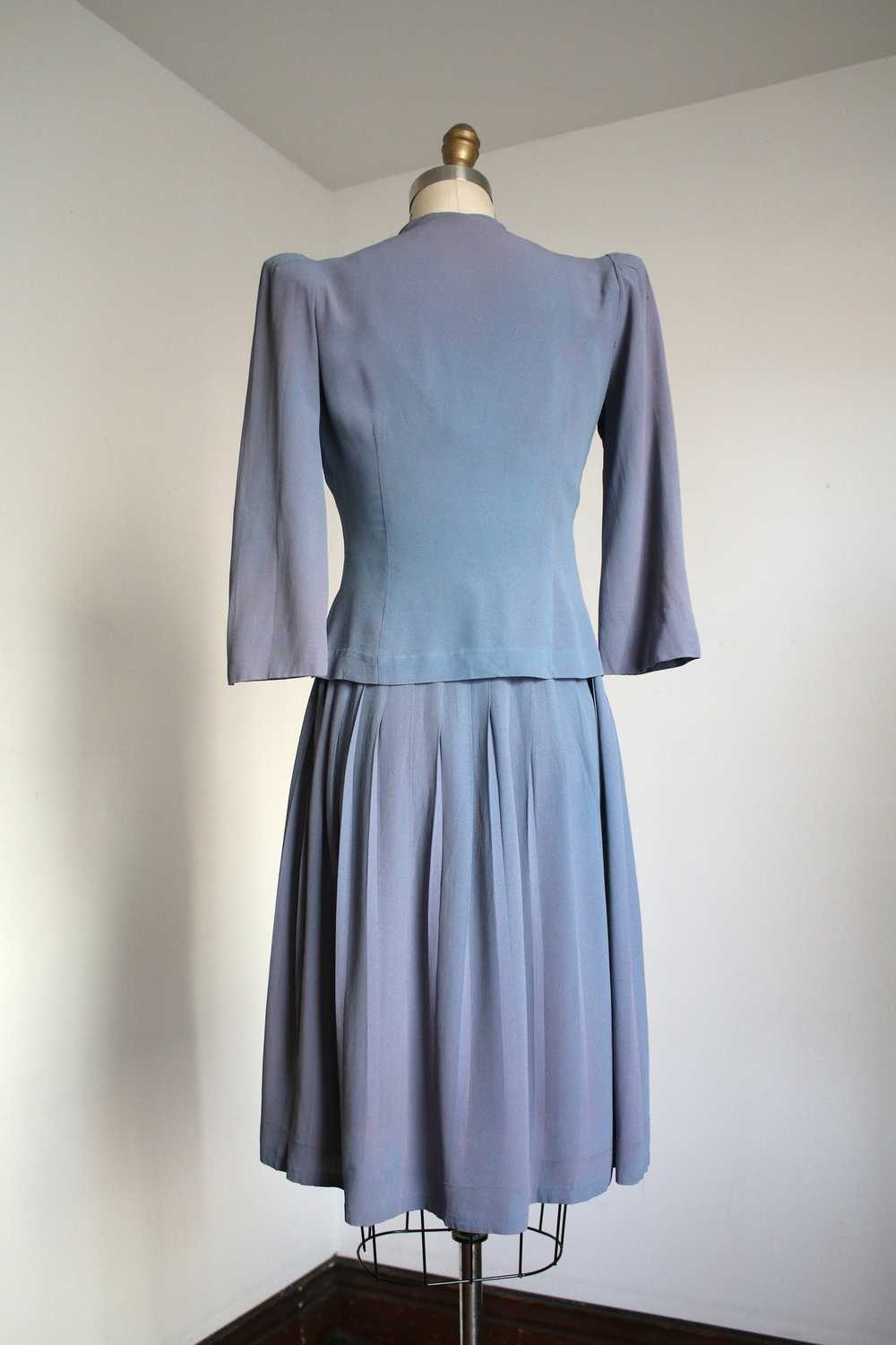 vintage 1930s blue rayon dress set {s} - image 4