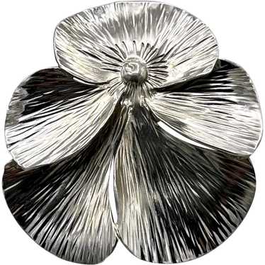 Stuart Nye Pansy Flower Brooch, Sterling Silver - image 1