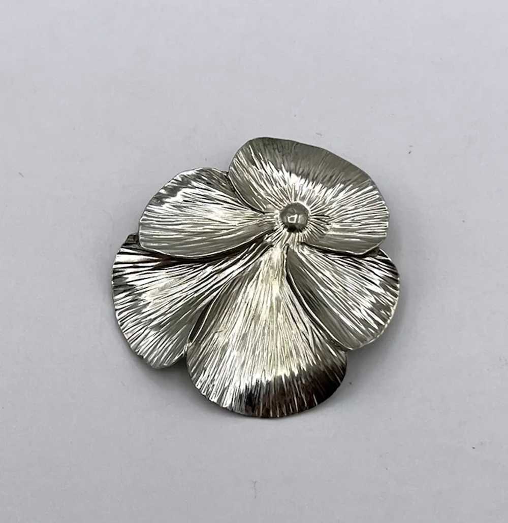 Stuart Nye Pansy Flower Brooch, Sterling Silver - image 2