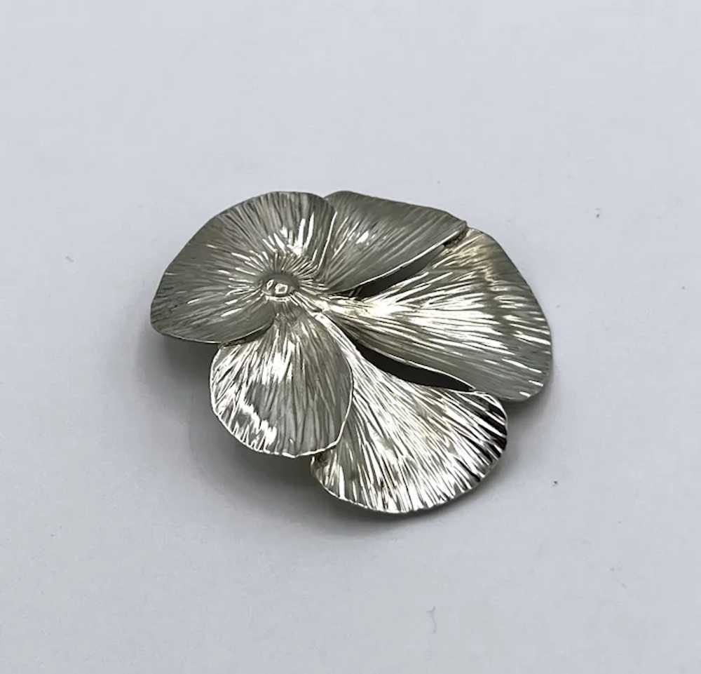 Stuart Nye Pansy Flower Brooch, Sterling Silver - image 3